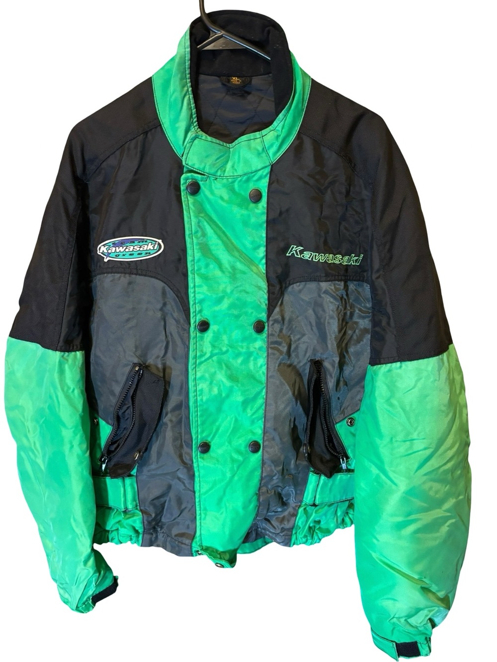 Vintage 90s Kawasaki Team Green Racing Riding Jacket XL